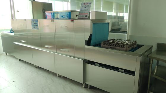 China Staff Canteens Flight Type Dishwasher With Magnetic Push Open Doors supplier